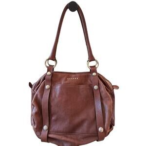 Sundance Genuine Leather Brown Tote Shoulder Satchel Hobo Handbag Boho Chic